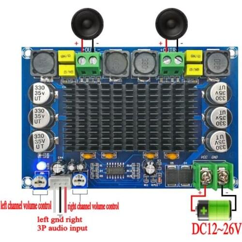 150W*2 TPA3116 D2 Dual-channel Stereo High Power Digital Audio Power Amplifier Board with TL074C OPAMP