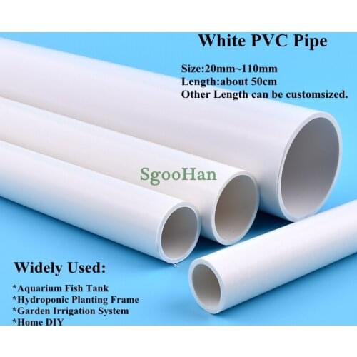 2pcs OD 20~110mm PVC Pipe Aquarium Fish Tank Pipe Garden Irrigation Watering Hydroponic Planting Frame Tube 49~50cm Long