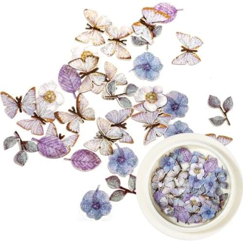 3D Wood Pulp Chips Butterfly Nail Mirror Sequin for DIY Nail Art Tool Summer Colorful Sticker Nail Decal Wood Pulp Slice HJ28SG