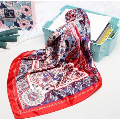 90*90cm Silk Renaissance Scarves Women Foulard Square Hijab Scarf Ladies Satiny Shawl wrap muffler pareo female hijab poncho