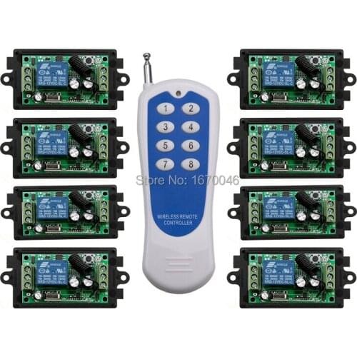 DC12V Wireless Remote Control Switch Receiver 8CH Transmitter + 8 X Receivers wireless remote switch contro window/Garage Doors