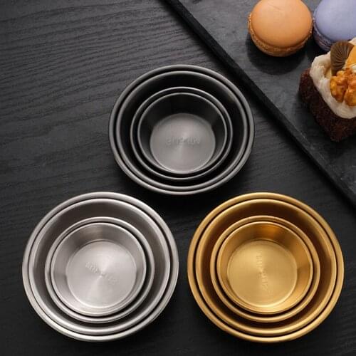 Golden Sauce Dish Appetizer Serving Tray Stainless Steel Sauce Dishes Spice Plates Kitchen Supplies Plates Spice Dish Plate sets