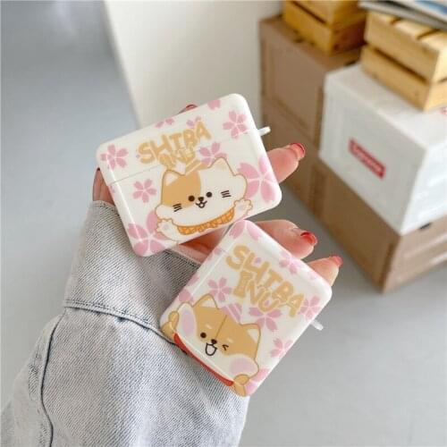 Lovey Cat Animal Earphone Case for AirPods 1 2 Cute Dog Wireless Bluetooth Earphone Cover for Aidpods Pro Cherry Flower Covers