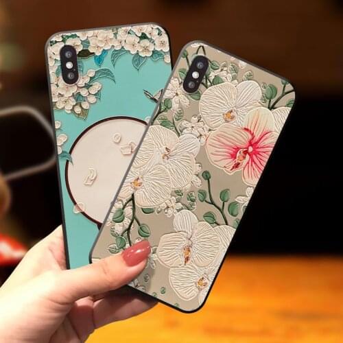 3D Embossed Phone Case for Samsung S10e S8 S9 S10 S20 Ultra Plus Note 8 9 10 Plus Soft TPU Back Covers Flower Coque Capa
