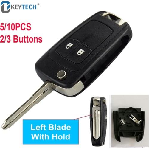 OkeyTech 5/10PCS 2/3 Button Flip Folding Replacement Remote Car Key Shell Case For Chevrolet Aveo Orlando Cruze Uncut Left Blade