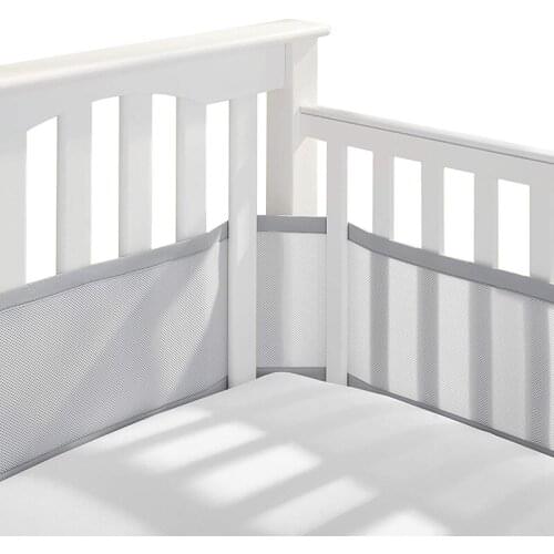Breathable 4m Baby Classic Crib Liner Anti-Collision Bumper Non-Padded Cradle Protector Cushion Washable Mesh Cloth Bed Braid