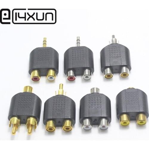 EClyxun 1pc 3.5mm plug to 2 RCA jack male to female 3.5 to AV Audio Connector 2 in 1 Stereo Headset Dual Headphone Audio Adapter