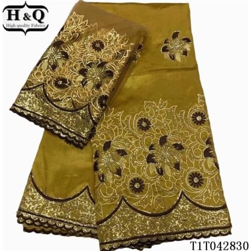 H&Q 5+2 yards one set african george satin lace fabric 2021 high quality embroidery french chiffon lace fabrics for sewing T0514