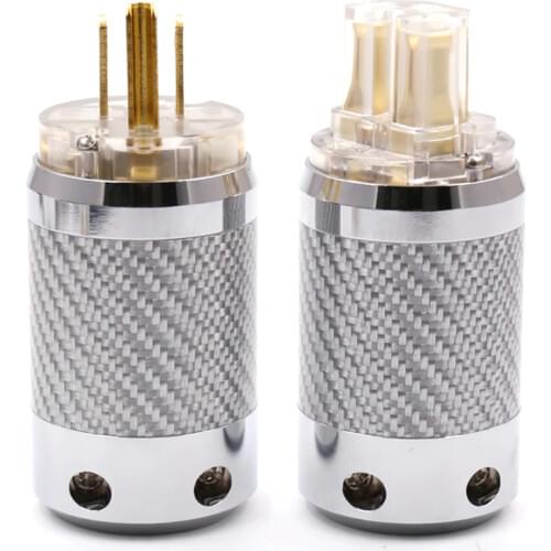 HIFI audio US mains Gold Plated AC Power Plug, Carbon Fiber USA Connector Audio Plug standard grounding