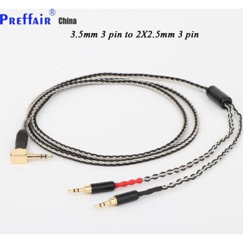 Preffair Headphone cable 3.5mm Right angled Male to Dual 2.5mm Male Compatible with Hifiman HE400S HE-400I HE-400i HE560 HE1000
