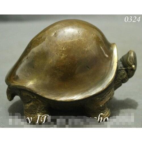 Chinese Bronze Carved FengShui Wealth Longevity Shou Sea Turtle Statue Sculpture