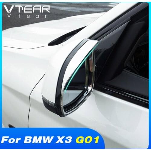 Vtear Chrome Rearview Mirror Visor Exterior Accessories Waterproof Rain Eyebrow Cover Protection Parts For BMW X3 G01 2018-2021