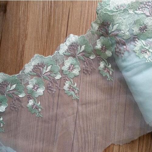 Hot 2 Yards Embroid Sewing Lace Ribbon Green Guipure Lace Trim Lace Fabric Warp Knitting DIY Garment Accessories Free Shipping
