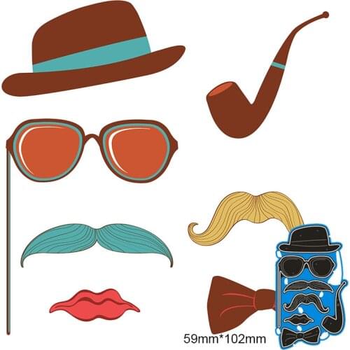 Metal Cutting Dies Hat Beard Glasses Mouth For card DIY Scrapbooking stencil Paper Craft Album template Dies 59*102mm