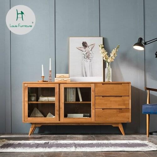 Louis Fashion Living Room Cabinets Nordic Minimalist Modern Japanese Furniture Solid Wood Cabinets Two Cupboards
