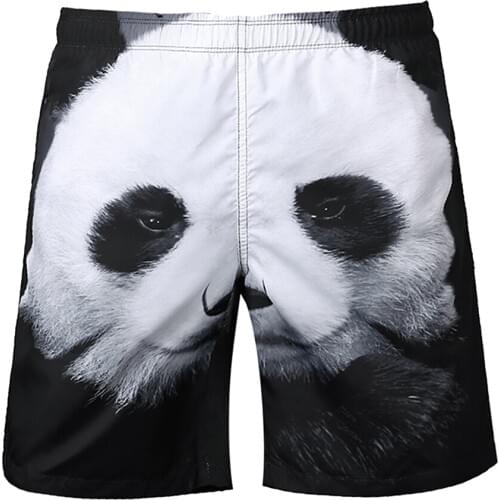 Mens Panda 3D Print Swim Surf Shorts Beach Sports Mesh Trunks Swimwear S-2XL