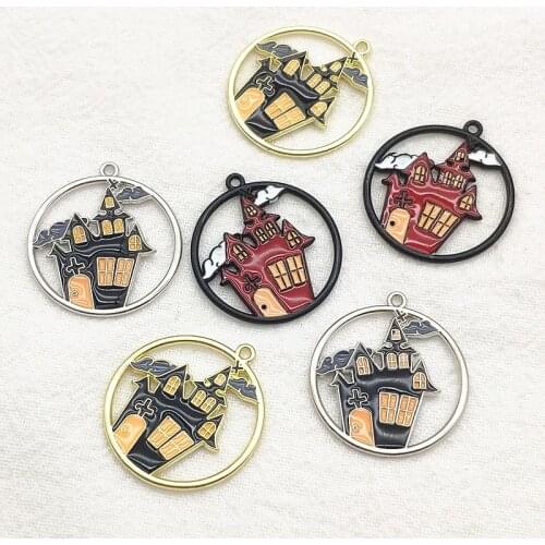 New arrival! 24x22mm 10pcs Halloween Pendant Castle Charm for Halloween Jewelry DIY Parts,Jewelry Findings & Components