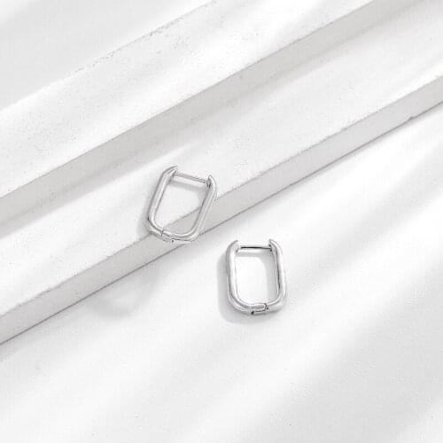 New Fashion Cubic Zircon 2 Metal Punk Hip Hop Small Hoop Earrings Geometric Oval Vintage Earrings For Women Wedding Jewelry 2021