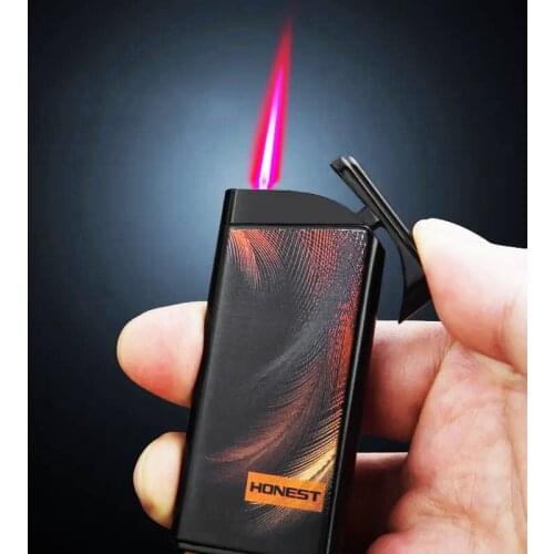 Original Honest gas inflatable lighter Ultra thin red jet flame metal windproof cigarette lighter mens smoking gift