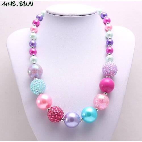 MHS.SUN Cute baby children chunky beaded necklace girls chocker chain necklace 1pc/lot kids bubblegum gumball necklace gift