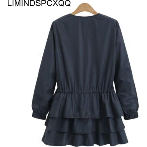 Европа N Америка Clothes For Women Zipper Casual Ruffle Cardigan Coat Street Autumn Style O-Neck Loose Slim Trench Outerwear