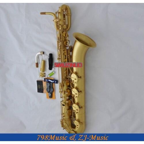 Professional Yellow Antique Baritone Eb Saxophone Bari sax 2 Neck Germany Mouthpiece