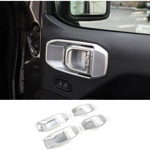 Silver ABS Car Interior Door Handle Cover Trim for 2018 for Jeep Wrangler JL 4-Door