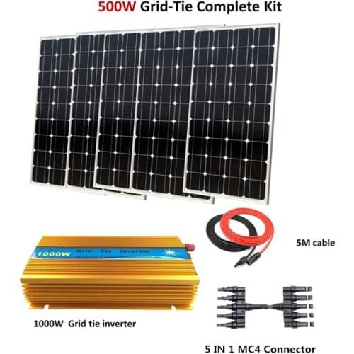 500w solar panel system for home mono solar celular 500w solar panel Grid tie System with 1000W Grid tie inverter
