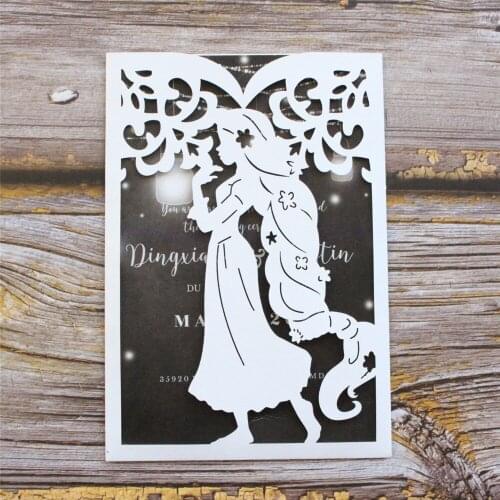 Modern White Holiday Wedding Invitation Suite Birthday Card Personalisable Printing Laser Cut Pearl Paper Pocket 50 Sets