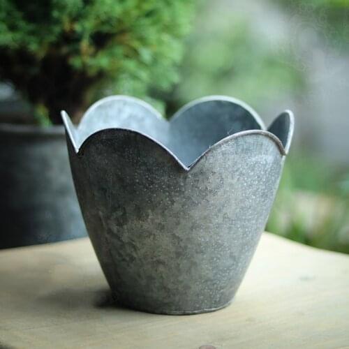 Stack 3 piece retro antique flower pot galvanized zinc