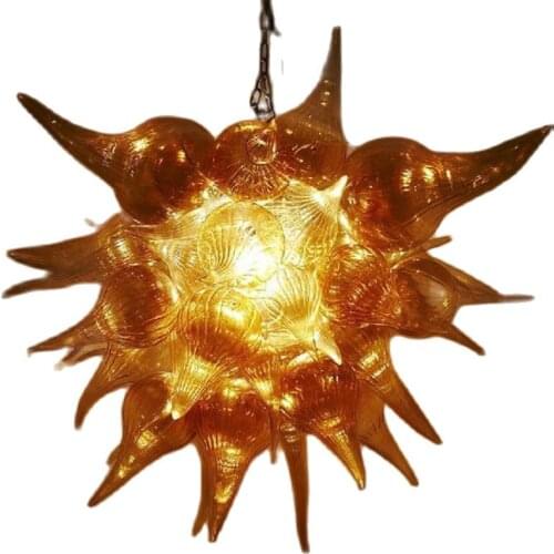 Amber Pendant Lamp Blown Glass Chandeliers LED Living Room Restaurant Indoor Decor Hanglamp Kitchen Fixtures Lighting 20 Inches