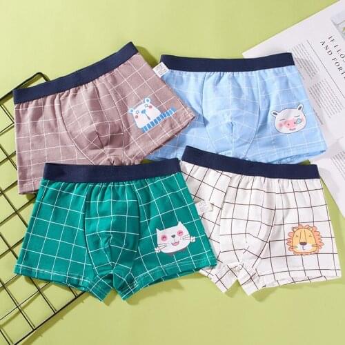 4pcs/set Pure Cotton Boys Boxer Underpants Childrens Panties Cozy Cartoon Underwear Middle Small Kids Panty Boy Shorts