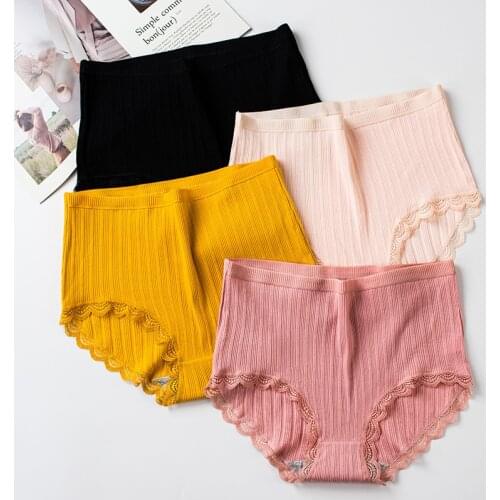 3 Pcs/lot Womens Underpants Soft Cotton Panties Girls High Waist Briefs Striped Panty Sexy Female Underwear M-XXL