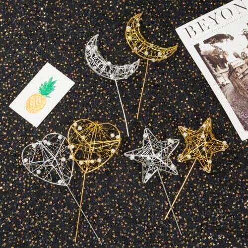 Cake Topper Hollow Festival Five-pointed Star Love Heart-shaped Diy Birthday Decoration Party Supplies Cake Decorations