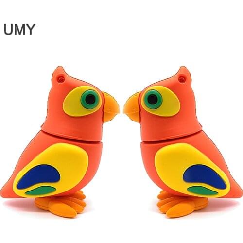 Cartoon bird usb flash drive pendrive 64gb 32gb 16gb 8gb 4gb cute parrot memory stick real capacity pendrive gift cle usb disk