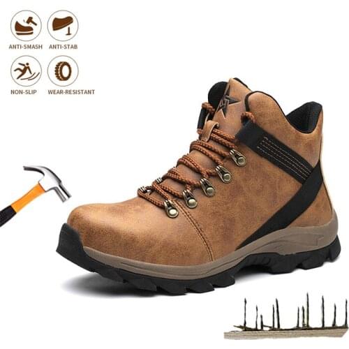 Men High-Top labor Boots Safety Work Shoes Steel Toe Cap Puncture-Proof Anti-smash Indestructible wear-resistant Protect Shoes