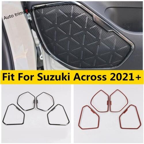 Yimaautotrims Door Audio Speaker Sound Horn Decoration Cover Trim Black Brushed Stainless Steel Interior For Suzuki Across 2021