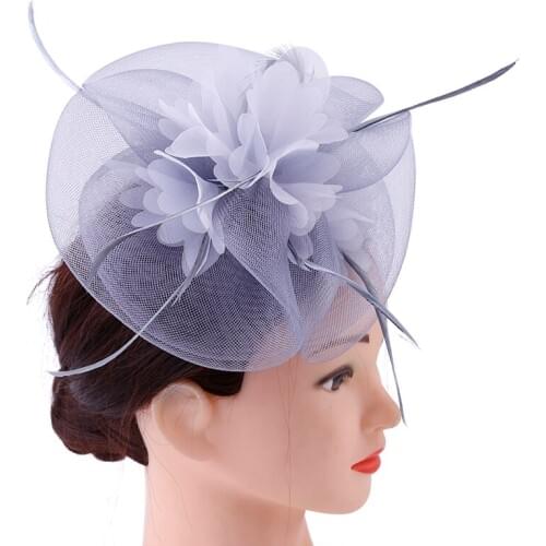 16 colors Fascinator with Feathers and Veiling ladies day Wedding Bridal Party Wedding Brides Hair accessories bride headdress