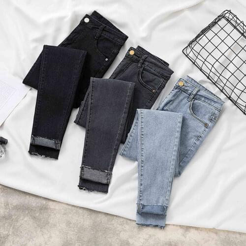 Fashion High Waist Jeans Pencil Streetwear Korean Denim Trousers Women Vintage Spring 2021 Stretch Elastic Autumn Denim Pants