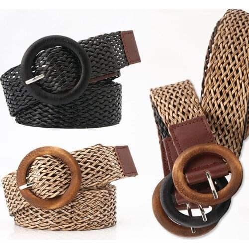 National Wind Grass Braided Belt Wide Belt Accessories Thick Wild Retro Female Decoration with Skirt Belt Hollow Brown Style