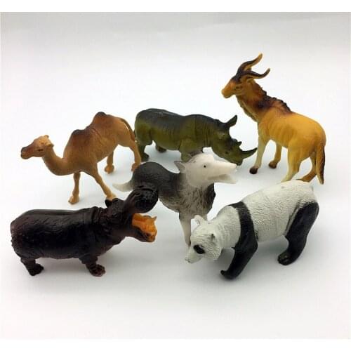 1Piece Mini Lion Wolf Panda Statue Ornaments Creative Rhino Animal Model Figurines Office Home Table Decoration Crafts