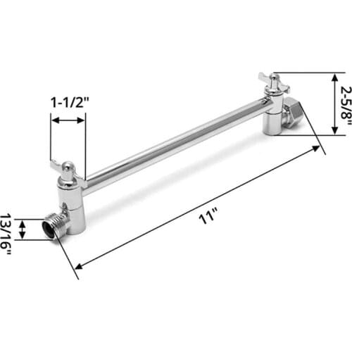 11 Inch Adjustable Shower Arm Universal Connection Solid Brass Shower Adjustable Angle Anti-leak Shower Extension Arm