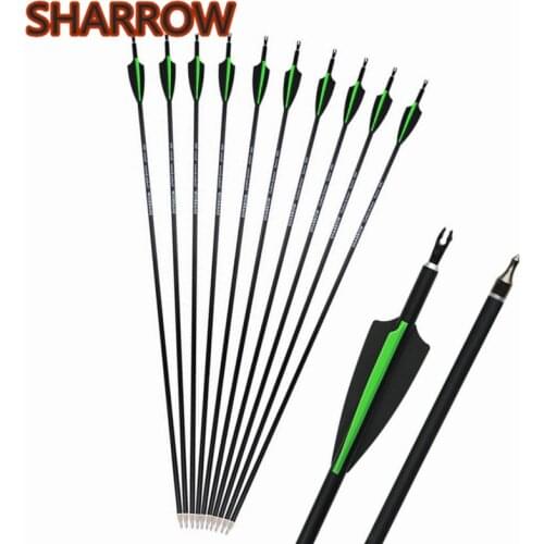 12/24Pcs 30"Archery Carbon Arrows SP 500 Mix Carbon Shaft Replaceable Screw Arrow Points Outdoor Shooting Practice Accessories