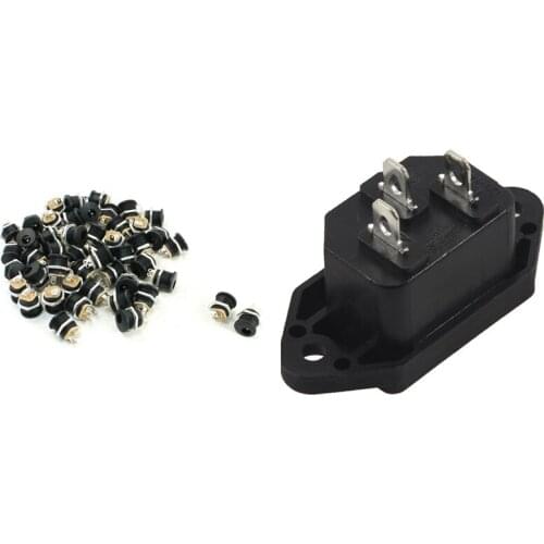 2 Pcs Screw Mount 3 Pins IEC320 C14 Inlet Power Plug Socket & 50 Pcs DC-022 5.5-2.1mm Hole Threaded Nut Panel Mounting