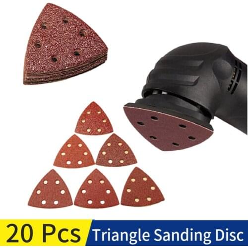 20 Pcs 90*90*mm 6 Hole Sanding Sheets Triangle Red Sandpaper Hook & Loop 40 -240 Grits Abrasive Sanding Disc For Wood Sanding