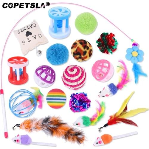 20PCS Cat Toys Kit Collapsible Tunnel Cat toy Fun Channel Feather Balls Mice Shape Pet Kitten Dog Cats Interactive Play Supplies