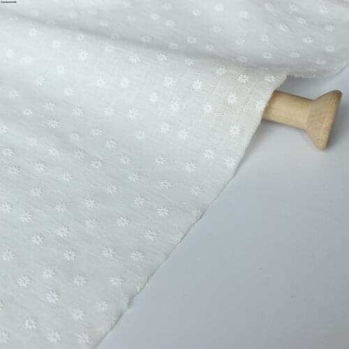 200x145cm White Cotton Cloth Plaid Jacquard Fabric Small Floral Shirt Skirt Dress Fabric Wear Fabric