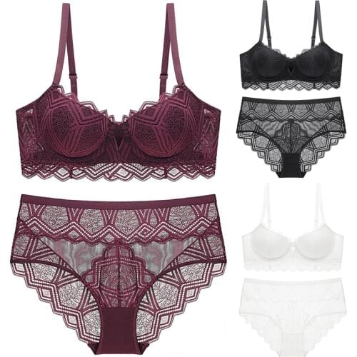 2020 Cute Lace Non Padded Sexy Bra Set Lingerie Women Unlined bra set Lingeries Sets Female Bra And Panty Underwear Set