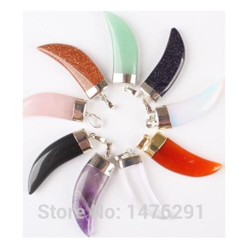 44x14MM Howlite Stone Tiger Eye Lapis lazuli Rose Pink Crystal Onyx Knife Shape Bead Pendant 1 PCS