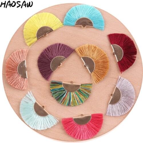 45MM 2Pcs/Lot Fan Silk Tassels Earrings Tassels For DIY Handmade Earrings Jewelry Findings/Embellishments/Accessories Making